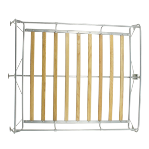 Galerie de toit en époxy gris avec lattes en bois