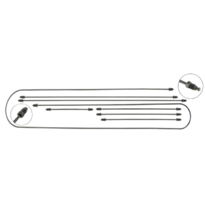 Kit tuyaux rigides de frein Type 3 67-68 double circuit avec trompettes (7 pièces)