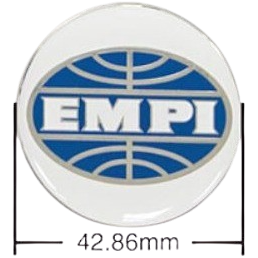 Set de 4 autocollants de caches-moyeux EMPI bleu/blanc (diamètre 43mm)