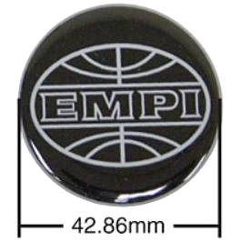 Set de 4 autocollants de caches-moyeux EMPI noir/gris (diamètre 43mm)