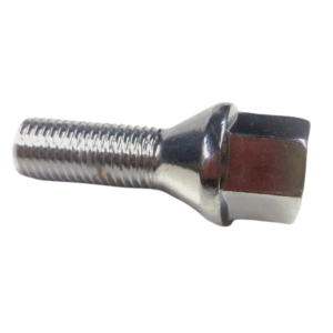 Vis de roue chromé à appui conique (12x1.5) longueur de filetage 27mm tête 17mm