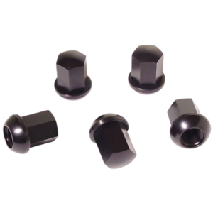 Set de 5 écrous de roue aluminium style PORSCHE à appuis bombé (14x1.5) noir anodisé