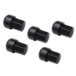 Set de 5 écrous de roue aluminium style PORSCHE à appuis bombé (14x1,5) noir anodisé, spécifiques pour jantes 17 pouces