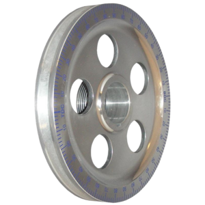 Poulie de vilebrequin alu ajourée avec marquage bleu