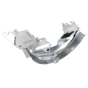 Tôle dessous poulie -7/71 chromée avec trou de trop plein