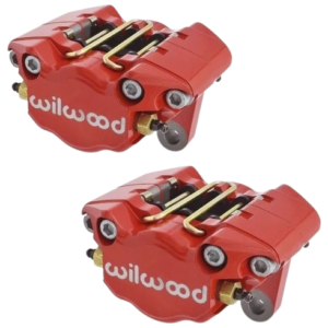 Set de 2 étriers double-pistons WILWOOD rouges pour remplacer étriers d'origine (livrés avec plaquettes)