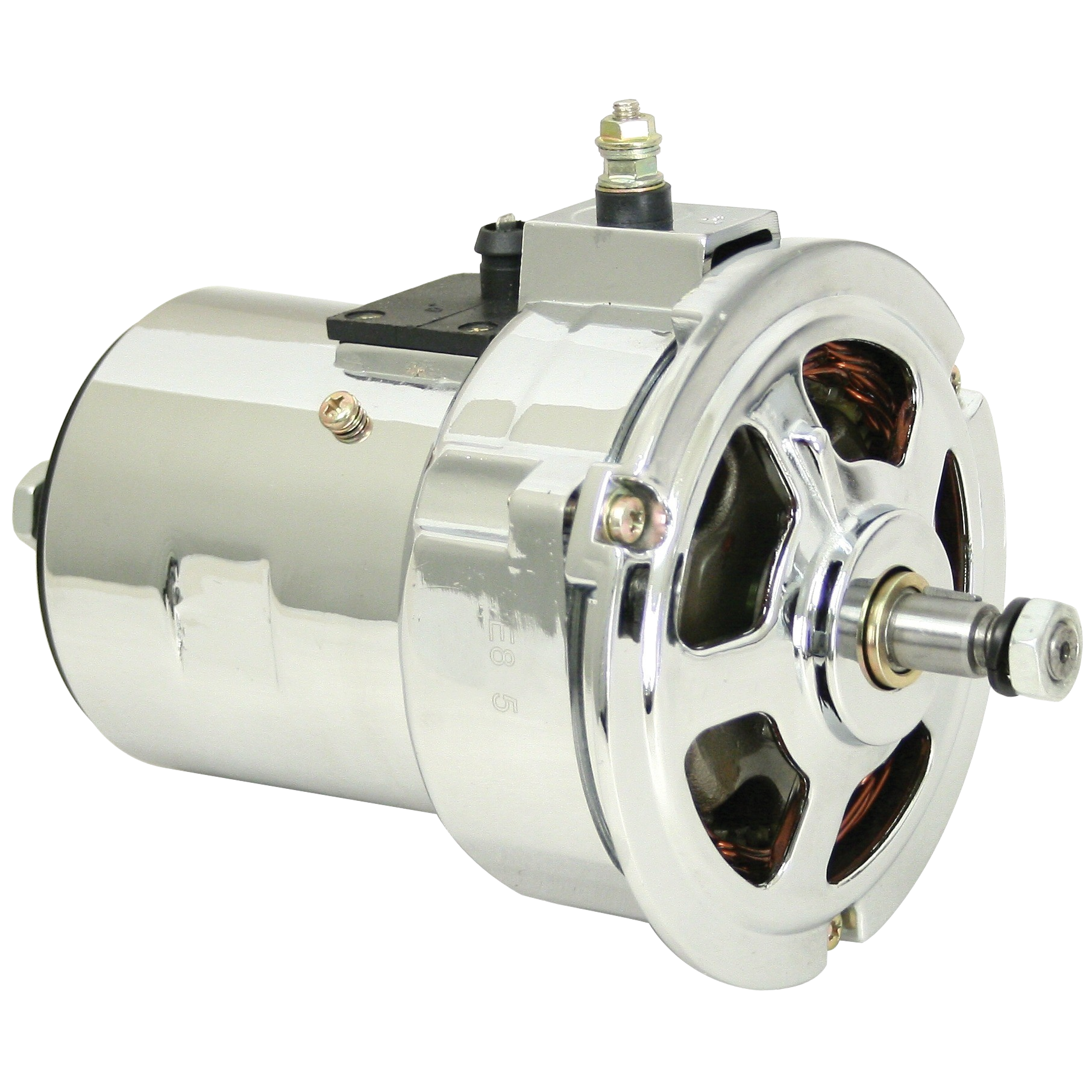 Alternateur repro chromé 12 Volts 60A 9/74- (régulateur interne)