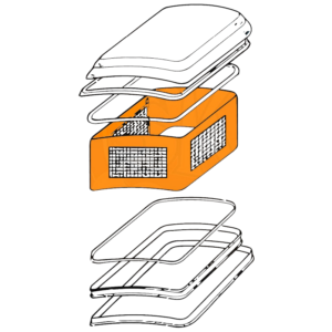 Toile de Westfalia 64-67 à 3 fenêtres JAUNE qualité sup
