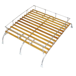 Galerie de toit avec lattes en bois