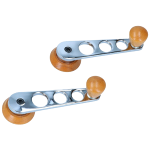 Set de 2 manivelles de lève vitre chrome et bouton bois 68-