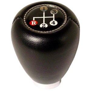 Pommeau en vinyl noir avec le dessin des vitesses