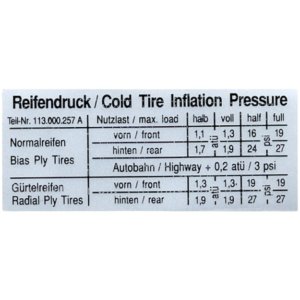 Autocollant de pression de pneu