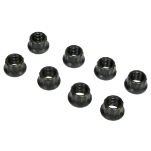 Kit de 8 écrous 12 pans 8mm en chromoly noir