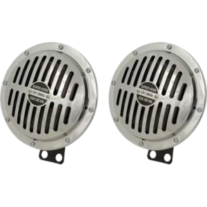 Kit 2 klaxons 12 volts chromés ton bas 320Hz et ton haut 430Hz
