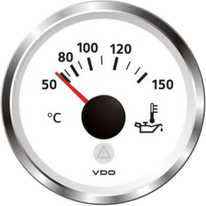 Température d’huile 0-150°C fond blanc et cerclage triangle chromé diam. 52mm