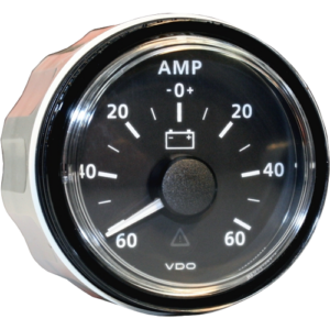 Ampèremètre -60/+60 amp fond noir et cerclage triangle noir diam. 52mm
