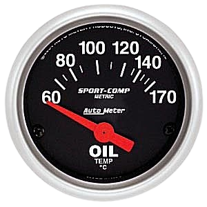 Manomètre de température d'huile «SPORT COMP» diam. 52mm  60-170°c
