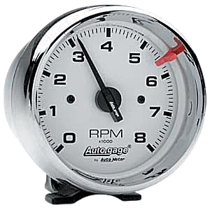 Compte tours «AUTOGAGE» diamètre 95mm fond blanc tour chromé jusque 8.000 tours