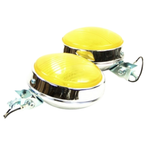 Set de 2 phares anti-brouillard 4" chromés 12v vitre jaune