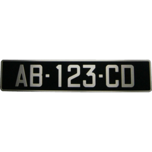 Plaque d'immatriculation noire SIV rectangulaire 520x110mm