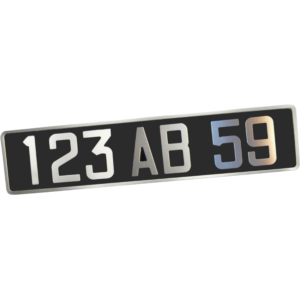 Plaque d'immatriculation noire rectangulaire 520x110mm sans tirets