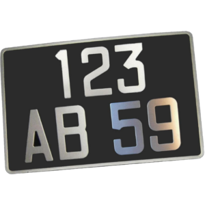 Plaque d'immatriculation noire carrée 300x200mm sans tirets