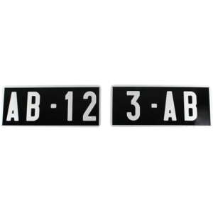 Set de 2 demi-plaques d'immatriculation noire 255x105mm sans tirets