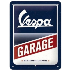 Tôle peinte emboutie 15x20cm Vespa Garage
