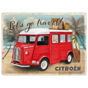 Tôle peinte emboutie 30x40cm Citroen Type H - Let's go travel