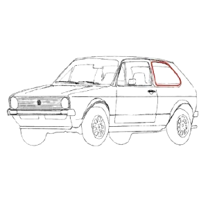 Joint de vitre latérale gauche version lisse (sans moulure) pour Golf 1  3 portes