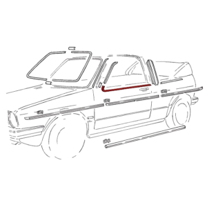 Moulure noire en bas de vitre de porte avant gauche pour Golf 1 Cabriolet