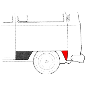 Bas d’aile arrière gauche derrière la roue 73-