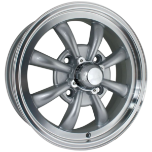 Jante GT 8 branches grise et polie  5,5x15"  4 x 130  (ET 30)  SSP