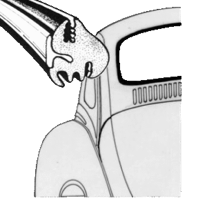 Joint de lunette arrière 8/64-7/71 et mexicaine (pour moulure plastique)